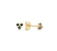 JACKIE GOLD Schmuck Damen | 14 Karat / 585 Echt Gold Ohrringe | Miro Triangle Onyx JKE23.012 | Ohrringe mit Onyx | Nachhaltig