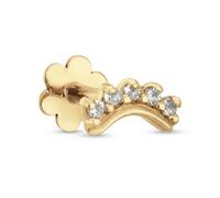 JACKIE GOLD Schmuck Damen | 14 Karat / 585 Echt Gold Ohrschmuck | Curve White Topaz Piercing JKP24.431 | Stablänge 6 mm | Piercing mit weißen Topase