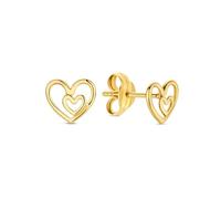 JACKIE GOLD Schmuck Damen | 14 Karat / 585 Echt Gold Ohrschmuck | I Heart London JKE23.358 | Länge 5 mm | Ohrringe Ohrstecker mit Herzform