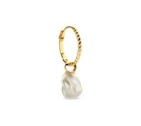 JACKIE GOLD Schmuck Damen | 14 Karat / 585 Echt Gold Ohrschmuck | Single Pearl of Mar JKS21.153 | Länge 18 mm | Ohrring Creole mit Kreisform