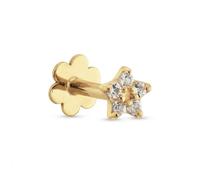 JACKIE GOLD Schmuck Damen | 14 Karat / 585 Echt Gold Ohrschmuck | Star White Piercing JKP24.427 | Stablänge 6 mm | Piercing mit weißen Topase