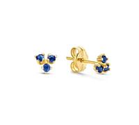 JACKIE GOLD Schmuck Damen | 14 Karat / 585 Echt Gold Ohrschmuck | Triangle Sapphire JKE20.014 | Länge 4 mm | Ohrringe Ohrstecker mit Saphir Steinen