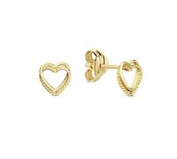 JACKIE GOLD Schmuck Damen | 14 Karat / 585 Echt Gold Ohrschmuck | Twisted Heart JKE24.442 | Länge 7 mm | Ohrringe Ohrstecker mit Herzform