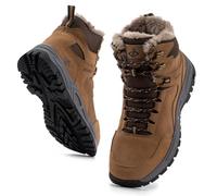 JACKSHIBO Winterschuhe Herren Winterstiefel damen mit Warm Gefüttert Wasserdicht Schneeschuhe Rutschfest Wanderschuhe Trekkingschuhe Winter Outdoor Schneestiefel Winterboot Braun 45-EU