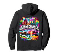 Jacksonville Cityscape Pier mit weißem und blauem Farbverlauf Pullover Hoodie