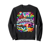 Jacksonville Cityscape Pier mit weißem und blauem Farbverlauf Sweatshirt