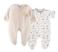 Jacky Schlafanzug Einteiler - 2er Pack - Lovely Bear Offwhite Beige - Gr. 62/68