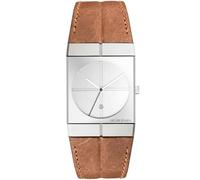 Jacob Jensen Icon Serie Herren Quarz-Uhr mit weißem Zifferblatt Analog-Anzeige und braunem Lederband 233