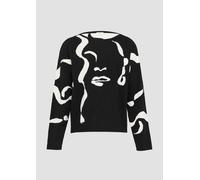 s.Oliver BLACK LABEL - Jacquard-Pullover mit Fledermausärmeln schwarz - Gr. - 38