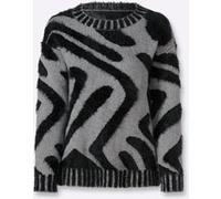 Jacquard-Pullover steingrau-schwarz-gemustert 44