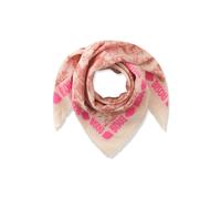 Jacquard-Tuch aus Baumwollmischung mit Blumenmuster und BISOU-Schriftzug rot - Gr. - one size