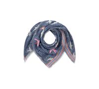 Jacquard-Tuch aus Baumwollmischung mit Vogelmotiven und Stickerei blau - Gr. - one size