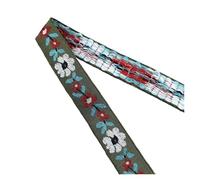 Jacquardband, Jacquard-Borte, 3 Yards (ca. 2,74 m), cm breit, mehrfarbig, aus Baumwolle, bestickt, for Riemen, Gurtbänder und Kragen(Celadon)