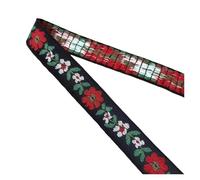 Jacquardband, Jacquard-Borte, 3 Yards (ca. 2,74 m), cm breit, mehrfarbig, aus Baumwolle, bestickt, for Riemen, Gurtbänder und Kragen(Black)