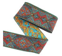 Jacquardband, Jacquard-Borte for Näharbeiten, 50 mm breit, 5 m, mehrfarbig(Dark Red)