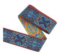Jacquardband, Jacquard-Borte for Näharbeiten, 50 mm breit, 5 m, mehrfarbig(Marine Blue)