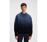 Jacquardpullover BOSS ORANGE "Kalbrush", Herren, Gr. 3XL, blau (dunkelblau404), Strick, Obermaterial: 90% Schurwolle, 10% Yak, unifarben, relaxed fit normal, Rundhals, Bündchen, Pullover, Rundhalsauss