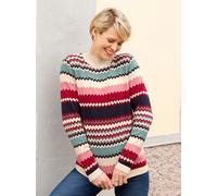 Jacquardpullover CLASSIC BASICS "Stehkragen-Pullover", Damen, Gr. 48, bunt (jade, kalkmint, geringelt), 100% Baumwolle, gemustert, gestreift, mehrfarbig, Pullover (28359020-48) jade, kalkmint, geringe