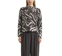 Jacquardpullover COMMA, Damen, Gr. 40, schwarz-weiß (mulch braun), Strick, Obermaterial: 62% Viskose, 38% Polyester, Jacquardmuster, normal hüftbedeckend, Rundhals, abgesteppte Kante, Pullover, Jacqua
