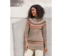 Jacquardpullover INSPIRATIONEN "Jacquard-Pullover", Damen, Gr. 50, sesam, braun, gemustert, 50% Viskose, 25% Polyester, 25% Polyamid, gemustert, mehrfarbig, Pullover (50867653-50) sesam, braun, gemust