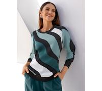 Jacquardpullover INSPIRATIONEN "Pullover", Damen, Gr. 42, bunt (schwarz, jade, gemustert), 50% Viskose, 28% Polyester, 22% Polyamid, gemustert, mehrfarbig, Pullover (29202709-42) schwarz, jade, gemust