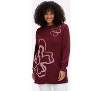 Jacquardpullover SHEEGO "Pullover", Damen, Gr. 40/42, rot (bordeaux, gemustert), 50% Viskose, 28% Polyester, 22% Polyamid, Einsatz:100% Polyamid, geblümt, gemustert, mehrfarbig, Pullover (74354816-40)
