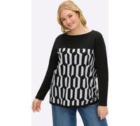 Sheego Pullover mit Grafik-Jacquardmuster 40/42 schwarz-ecru-gemustert