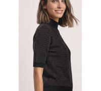 Jacquardpullover STREET ONE, Damen, Gr. 38, schwarz, Strick, Obermaterial: 50% Viskose, 28% Polyester, 22% Polyamid, Jacquardmuster, tailliert hüftbedeckend, Rundhals, Flachstrickbündchen, Pullover, K
