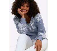 Jacquardpullover taubenblau-champagner-gemustert 44/46