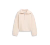 Jacquardpullover TOM TAILOR, Kinder, Gr. 128, soft cream beige, Strick, Obermaterial: 52% Viskose, 27% Polyester, 21% Polyamid, regular fit hüftlang, Rundhals, Pullover Jacquardpullover, kurz, mit Zip