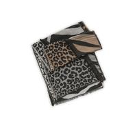 Jacquardschal aus Baumwoll-Mischung mit gewebten Fellmusterungen grau - Gr. - one size