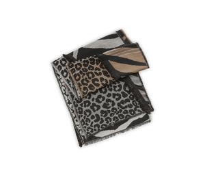 Jacquardschal aus Baumwoll-Mischung mit gewebten Fellmusterungen grau - Gr. - one size