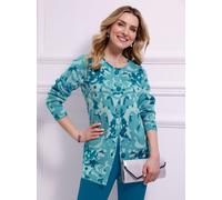 Jacquardstrickjacke CLASSIC BASICS, Damen, Gr. 42, blau (mint, aquapetrol, gemustert), 100% Polyacryl, gemustert, mehrfarbig, Strickjacken (23897801-42) mint, aquapetrol, gemustert