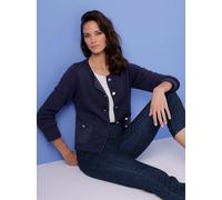 Jacquardstrickjacke CREATION L PREMIUM, Damen, Gr. 38, marine, 50% Polyamid, 25% Modal, 25% Viskose, unifarben, Strickjacken (45323144-38) marine