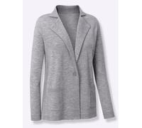 Jacquardstrickjacke CREATION L PREMIUM, Damen, Gr. 42, grau (steingrau, meliert), 100% Schurwolle, unifarben, Strickjacken (72710955-42) steingrau, meliert
