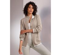 Jacquardstrickjacke CREATION L PREMIUM, Damen, Gr. 48, sesam, weiß, 45% Baumwolle, 45% Modal, 10% Polyamid, unifarben, Strickjacken (74923931-48) sesam, weiß