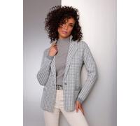 Jacquardstrickjacke CREATION L PREMIUM, Damen, Gr. 50, grau (steingrau, champagner, gemustert), 100% Schurwolle, gemustert, mehrfarbig, Strickjacken (66025730-50) steingrau, champagner, gemustert