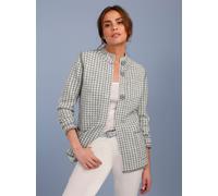 Jacquardstrickjacke CREATION L PREMIUM, Damen, Gr. 50, grau (steingrau, champagner, gemustert), 90% Wolle, 10% Polyamid, gemustert, Strickjacken (81684444-50) steingrau, champagner, gemustert