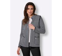 Jacquardstrickjacke CREATION L PREMIUM, Damen, Gr. 50, schwarz-weiß (marine, champagner, gemustert), 90% Wolle, 10% Polyamid, gemustert, Strickjacken (15847163-50) marine, champagner, gemustert