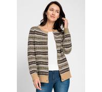 Jacquardstrickjacke INSPIRATIONEN, Damen, Gr. 50, braun (camel, sesam, gemustert), 61% Polyacryl, 34% Polyamid, 5% Wolle, gemustert, mehrfarbig, meliert, Strickjacken (58603003-50) camel, sesam, gemus