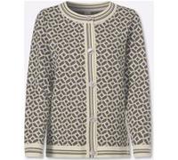 Jacquardstrickjacke khaki-champagner-gemustert 34