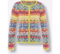 Strickjacke HEINE, Damen, Gr. 44, bunt (limone, eisblau, gemustert), 50% Baumwolle, 50% Polyacryl, gemustert, mehrfarbig, Strickjacken Strickjacke (19867256-44) limone, eisblau, gemustert