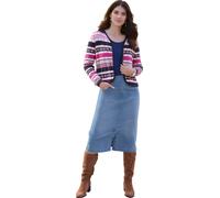 Jacquardstrickjacke marine-erika-gemustert 46 Baumwolle