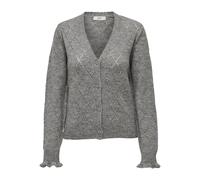 Strickjacke JDY "JDYLETTY L/S V-NECK STRUC CARDI KNT NOOS" Gr. S (36), grau (light grey melange) Damen Strickjacken (36608466-S)