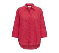 Hemdbluse JDY "JDYTALLIE 3/4 LONG SHIRT WVN NOOS", Damen, Gr. L (40), ski patrol, Web, Obermaterial: 100% Baumwolle, unifarben, modisch, regular fit, 3/4-Ärmel, Blusen, mit Lochstickerei-Detail (85910