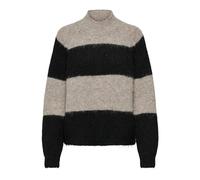 Stehkragenpullover JDY "JDYZOEY LIFE L/S HN RAGLAN PUL KNT NOOS" Gr. S (36), grau (chateau gray stripes:black) Damen Pullover (30198707-S) chateau gray stripes:black