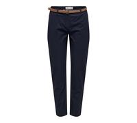 Chinohose JDY "JDYCHICAGO MW BELTED CHINO PANTS PNT DIA", Damen, Gr. XL (42), Länge 32, night sky, Web, Obermaterial: 98% Baumwolle, 2% Elasthan, unifarben, regular fit knöchellang, Hosen Chinohose (7