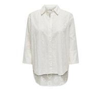 Hemdbluse JDY "JDYTALLIE 3/4 LONG SHIRT WVN NOOS", Damen, Gr. M (38), rot (cloud dancer), Web, Obermaterial: 100% Baumwolle, unifarben, modisch, regular fit, 3/4-Ärmel, Blusen, mit Lochstickerei-Detai