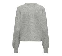 JdY Damen Strickjacke Rundhals Knopfleiste Perlen-Verzierung Knit Fit, Farben:Grau-3, Größe:L