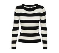 Jacqueline de Yong – Damen Pullover JDYPLUM L/S O-Neck – gestreift, Schwarz/Eggnog – Gr. M